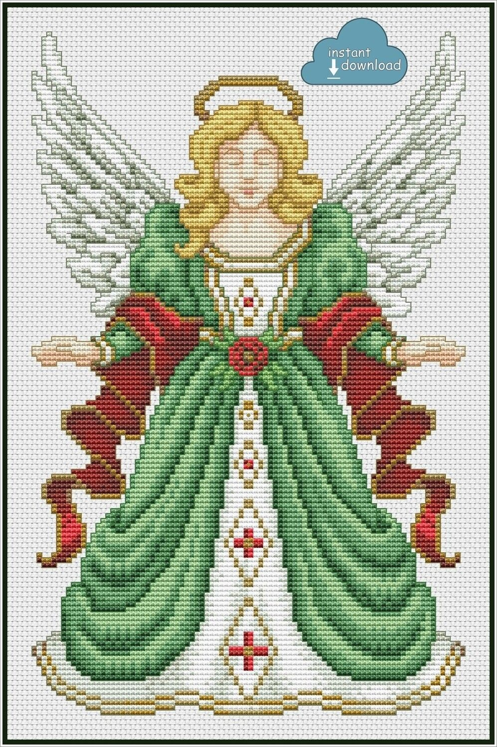 Christmas Angel Cross Stitch Chart Pdf + Xsd Download | Cross with Free Printable Cross Stitch Patterns Angels