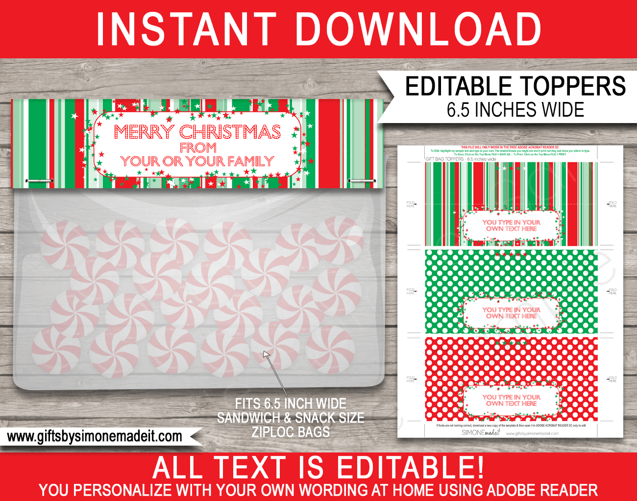 Christmas Bag Toppers (Patterns) - 6.5 Inch Wide intended for Free Printable Bag Toppers