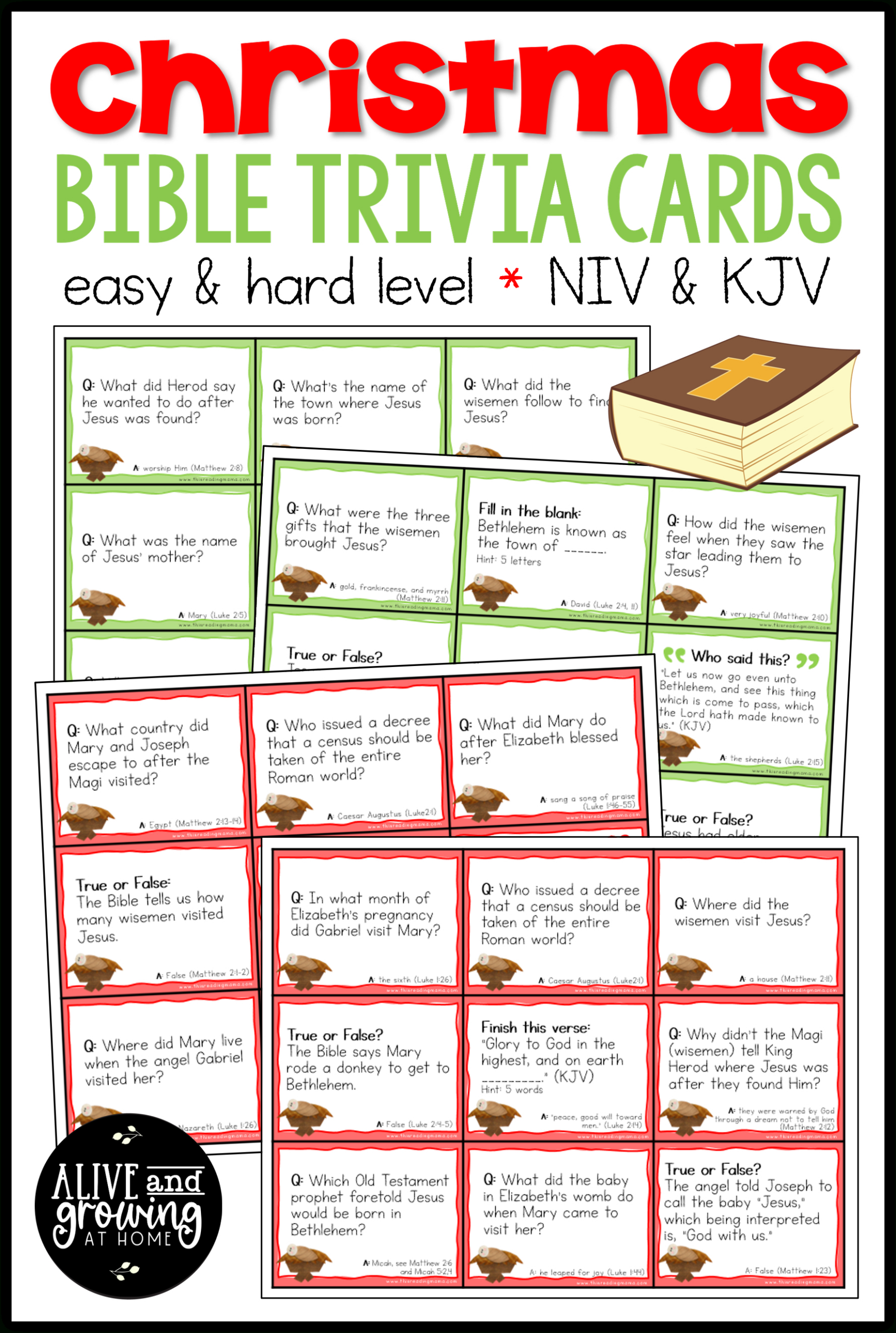 Christmas Bible Trivia Cards - Alive And Growing At Home regarding Free Printable Bible Trivia For Adults