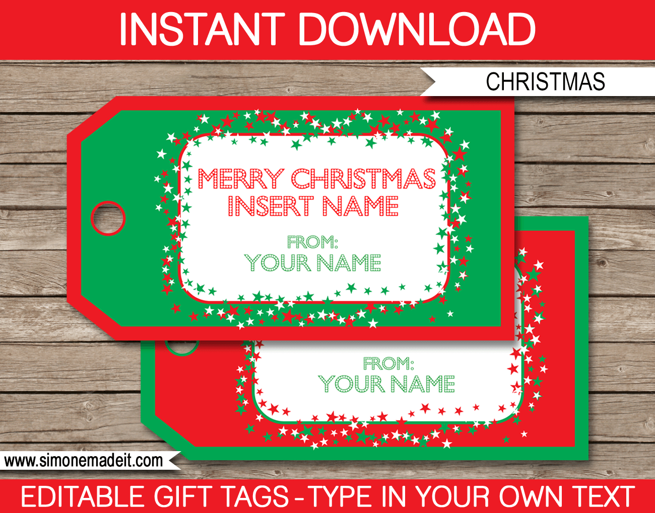 Christmas Gift Tags Template - Red &amp; Green intended for Free Printable Editable Christmas Gift Tags