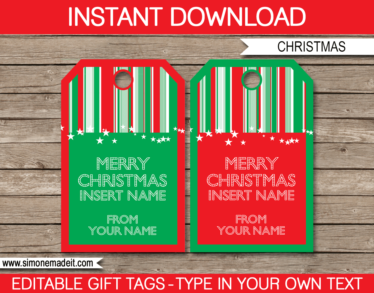 Christmas Gift Tags Template - Red &amp;amp; Green throughout Free Printable Editable Christmas Gift Tags