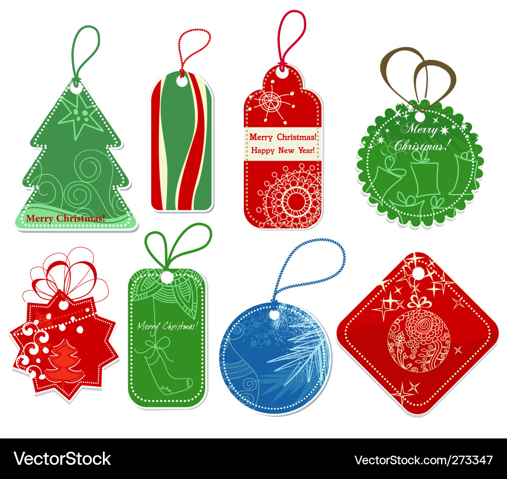 Christmas Price Tags Royalty Free Vector Image throughout Free Printable Christmas Price Tags