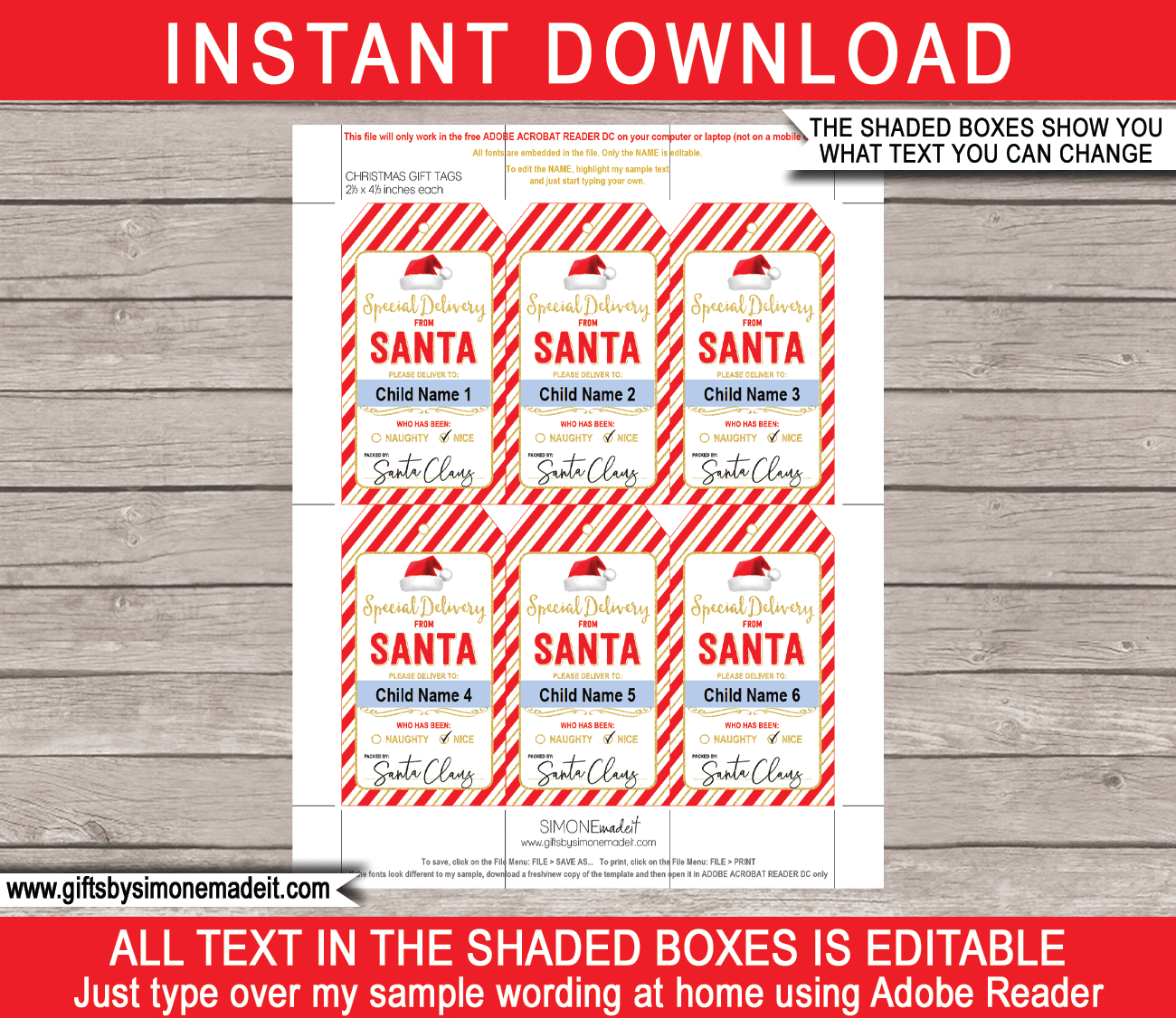 Christmas Santa Gift Tags - Red &amp;amp; Gold for Free Printable Santa Gift Tags