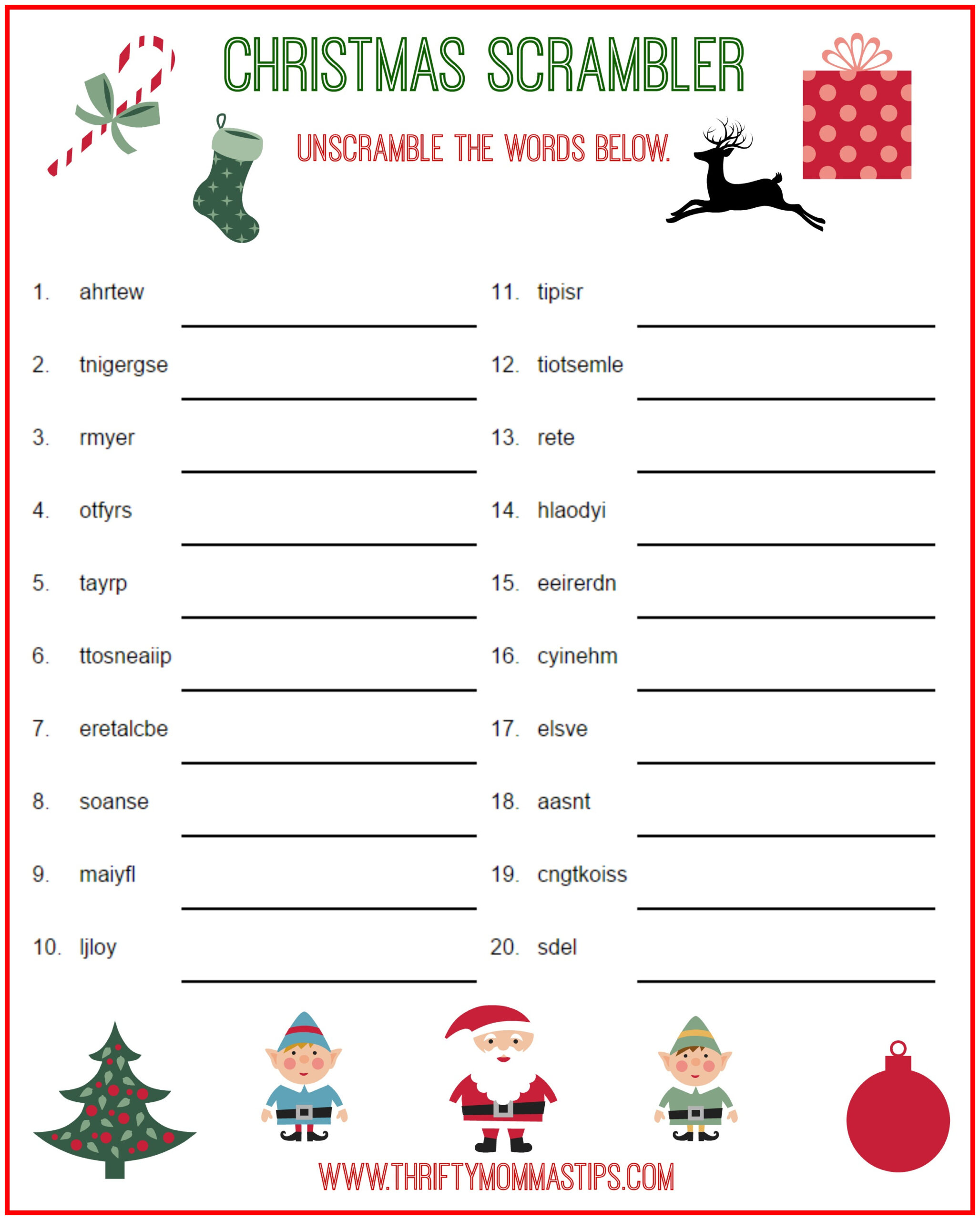 Christmas Scrambler Free Word Game Puzzle - Thrifty Mommas Tips throughout Free Printable Christmas Puzzles