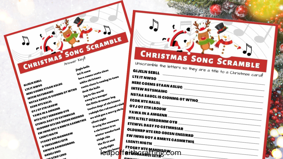 Christmas Song Games Printables: 8 Pages For Hours Of Fun! - Leap in Christmas Song Lyrics Game Free Printable