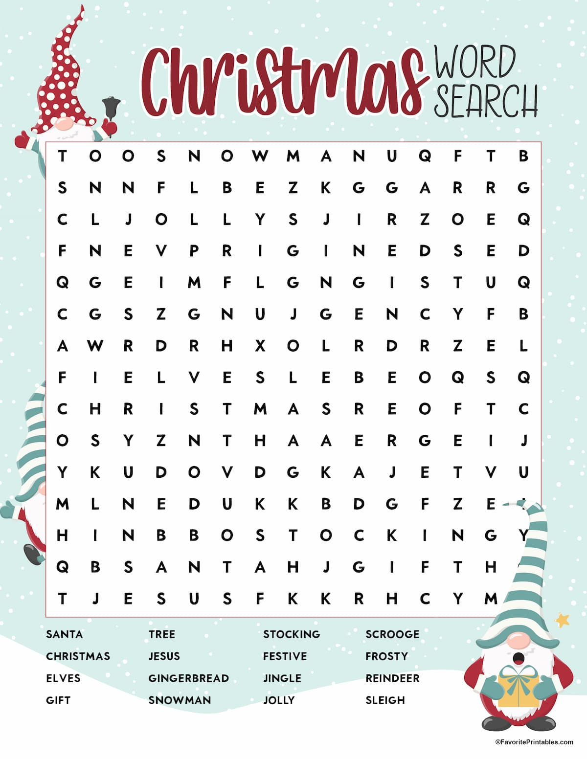 Christmas Word Search, Free Printable For Kids! - Favorite Printables in Free Printable Christmas Word Search