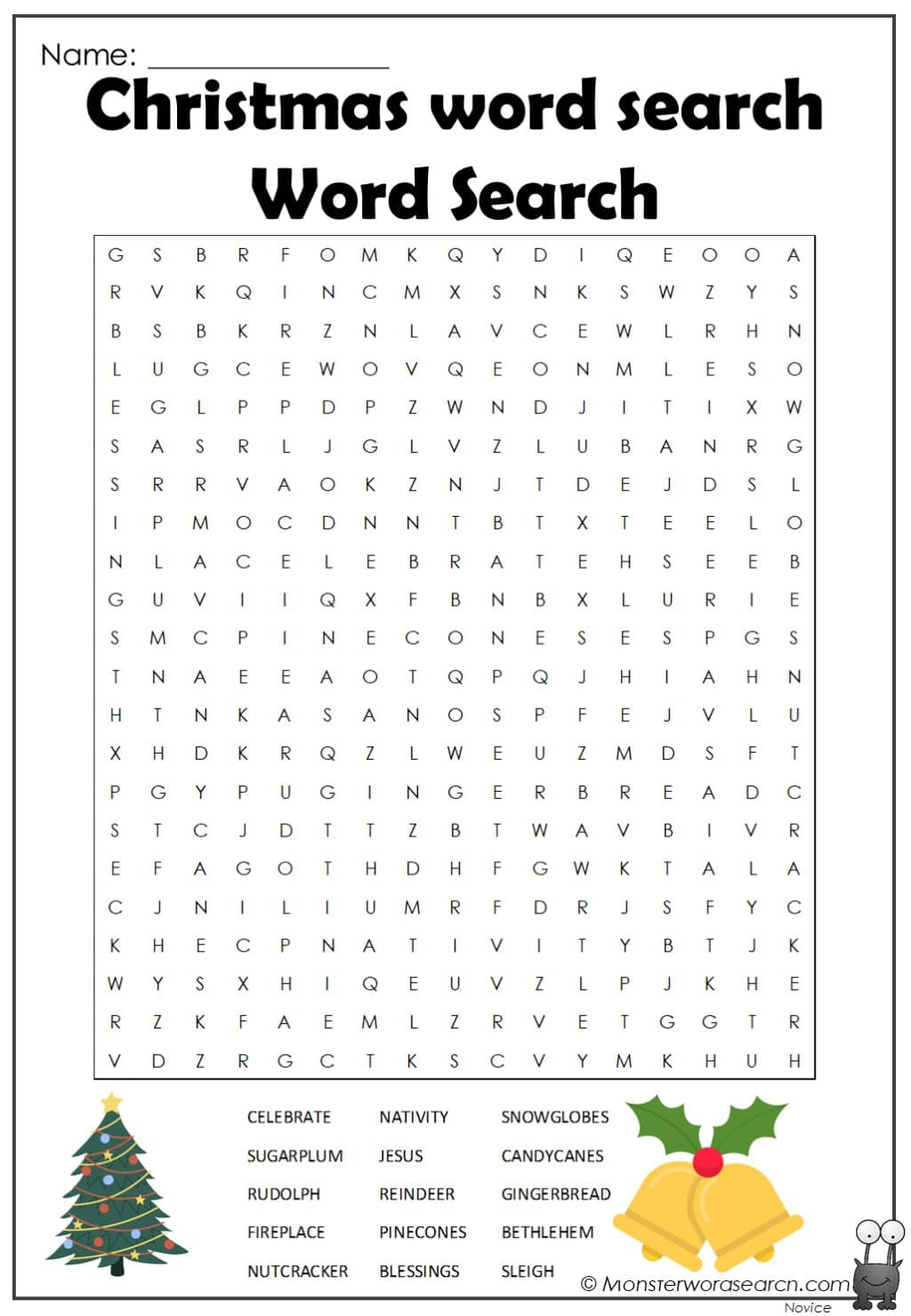 Christmas Word Search Word Search - Monster Word Search inside Free Printable Christmas Word Search