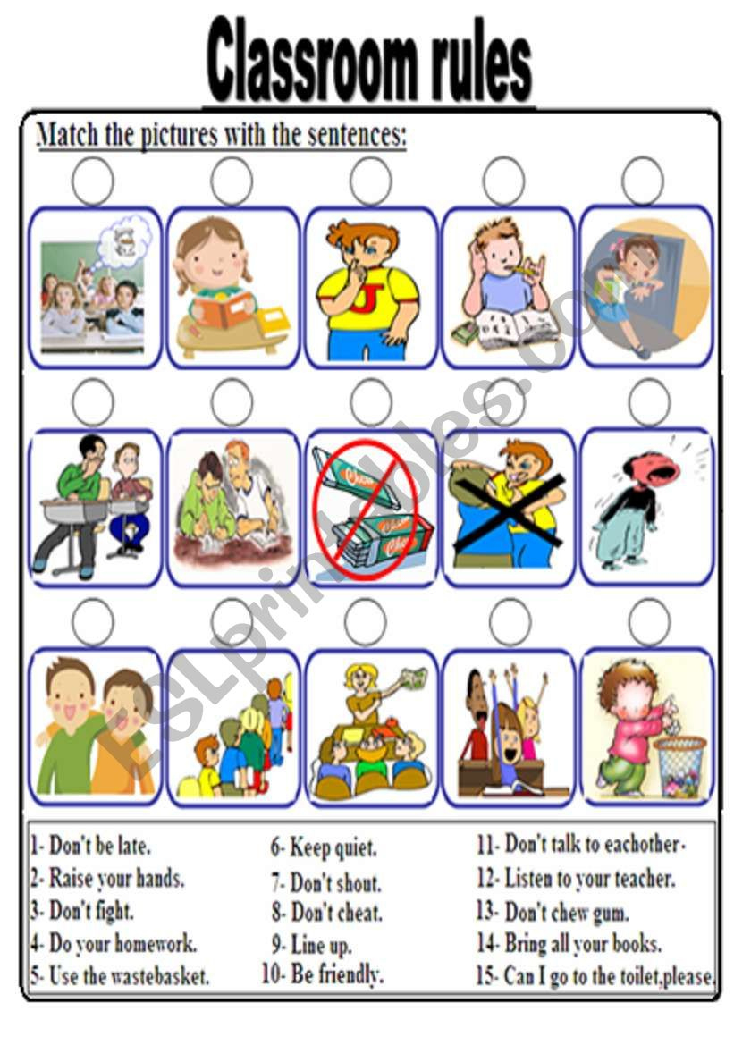 Classroom Rules - Esl Worksheetbolflayke within Free Printable Classroom Rules Worksheets