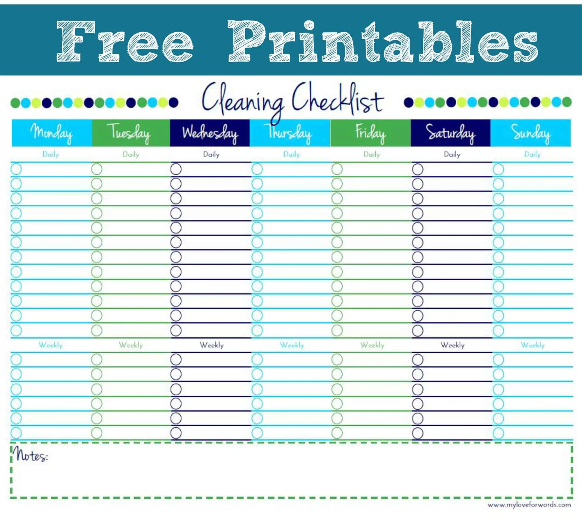 Cleaning Checklist {Free Printable} pertaining to Free Printable House Cleaning Checklist