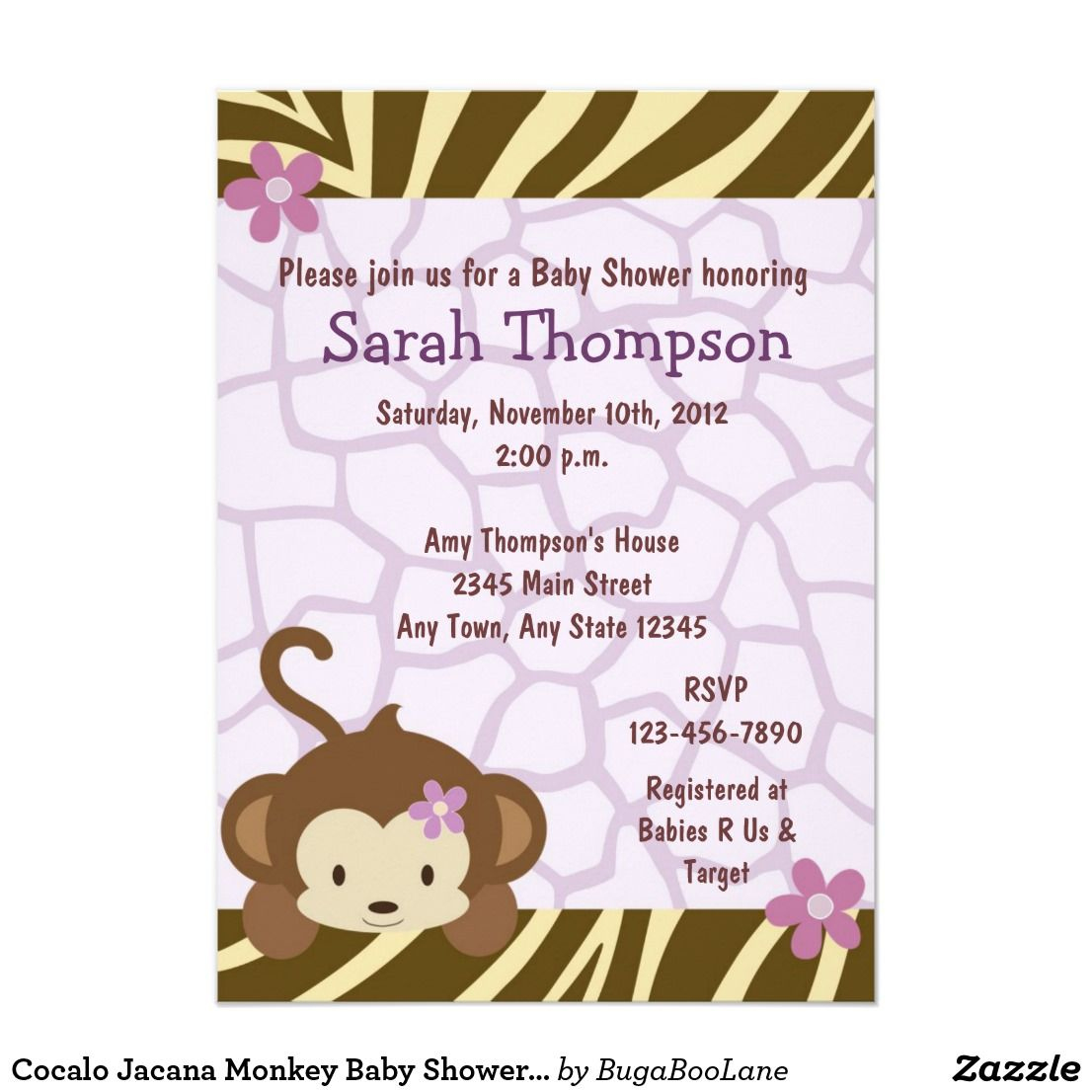 Cocalo Jacana Monkey Baby Shower Invitations | Zazzle | Monkey inside Free Printable Monkey Girl Baby Shower Invitations