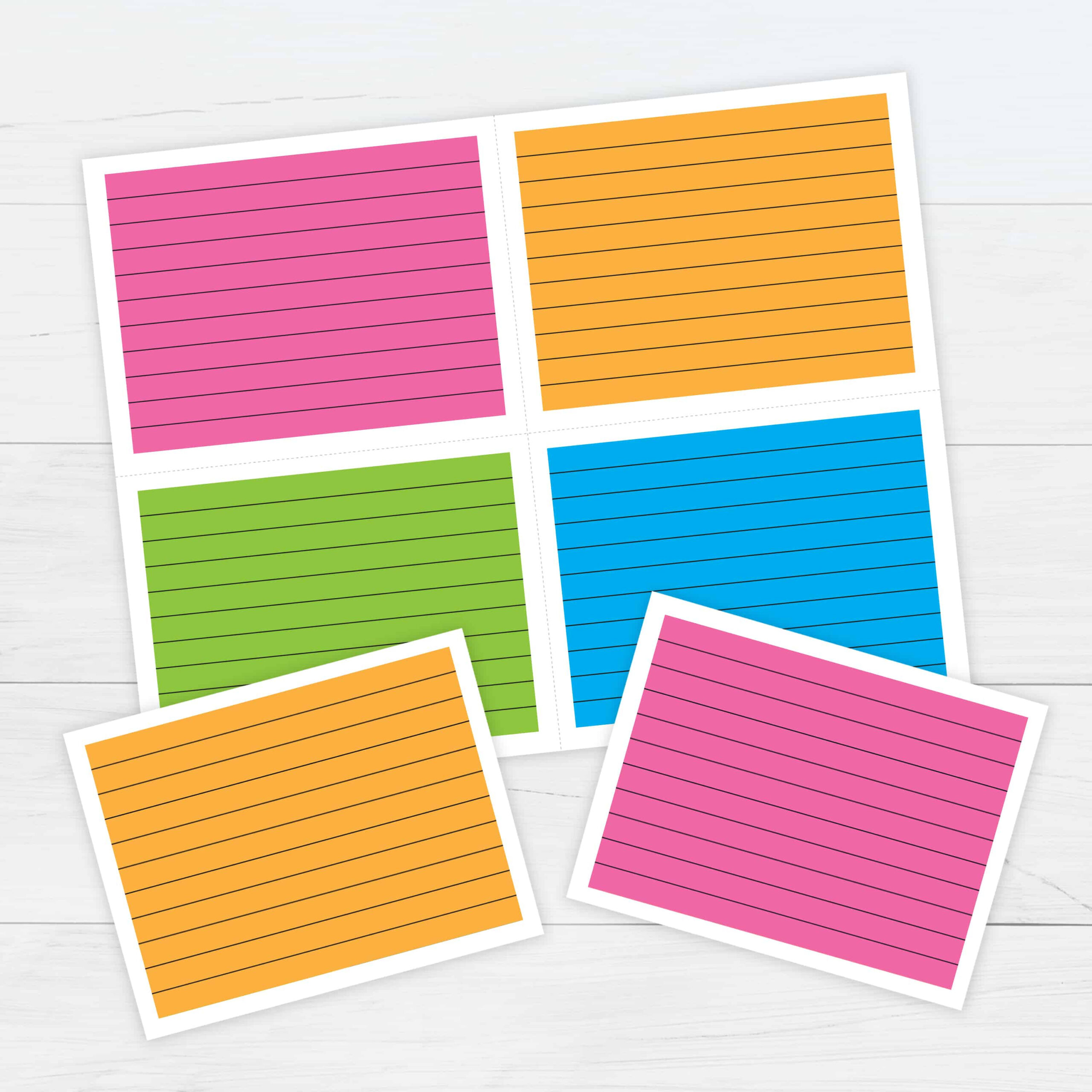 Color Ruled Index Cards Template - Free Printable Download intended for Free Printable Index Cards