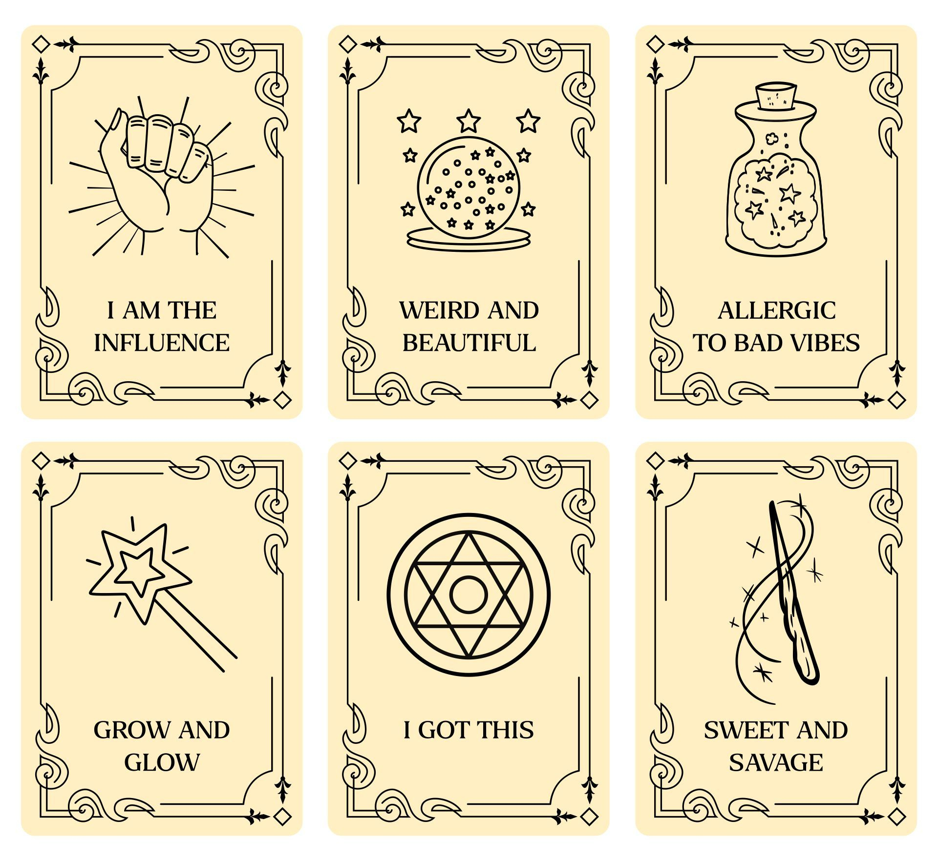 Color Yourself Tarot Cards - 10 Free Pdf Printables | Printablee in Free Printable Oracle Cards