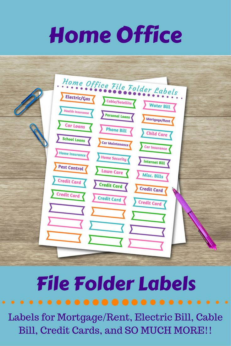 Colorful Home Office File Folder Labels - Get Colorfully Organized with Free Printable File Folder Labels