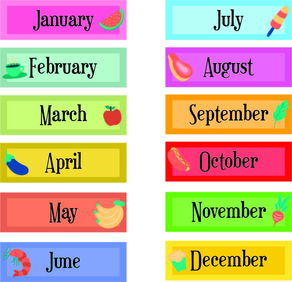 Colorful Printable Calendar Month Labels throughout Free Printable Months of the Year