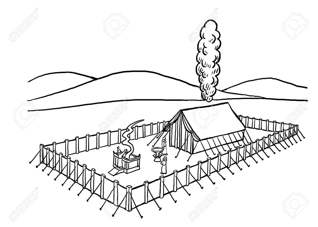 Coloring Page Of The Tabernacle Stock Photo, Picture And Royalty throughout Free Printable Pictures of the Tabernacle