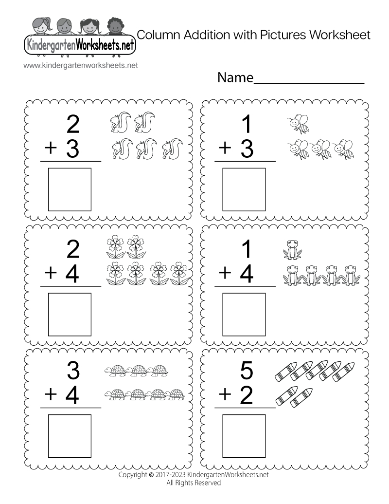 Column Addition With Pictures Worksheet - Free Printable, Digital with regard to Free Printable Preschool Addition Worksheets