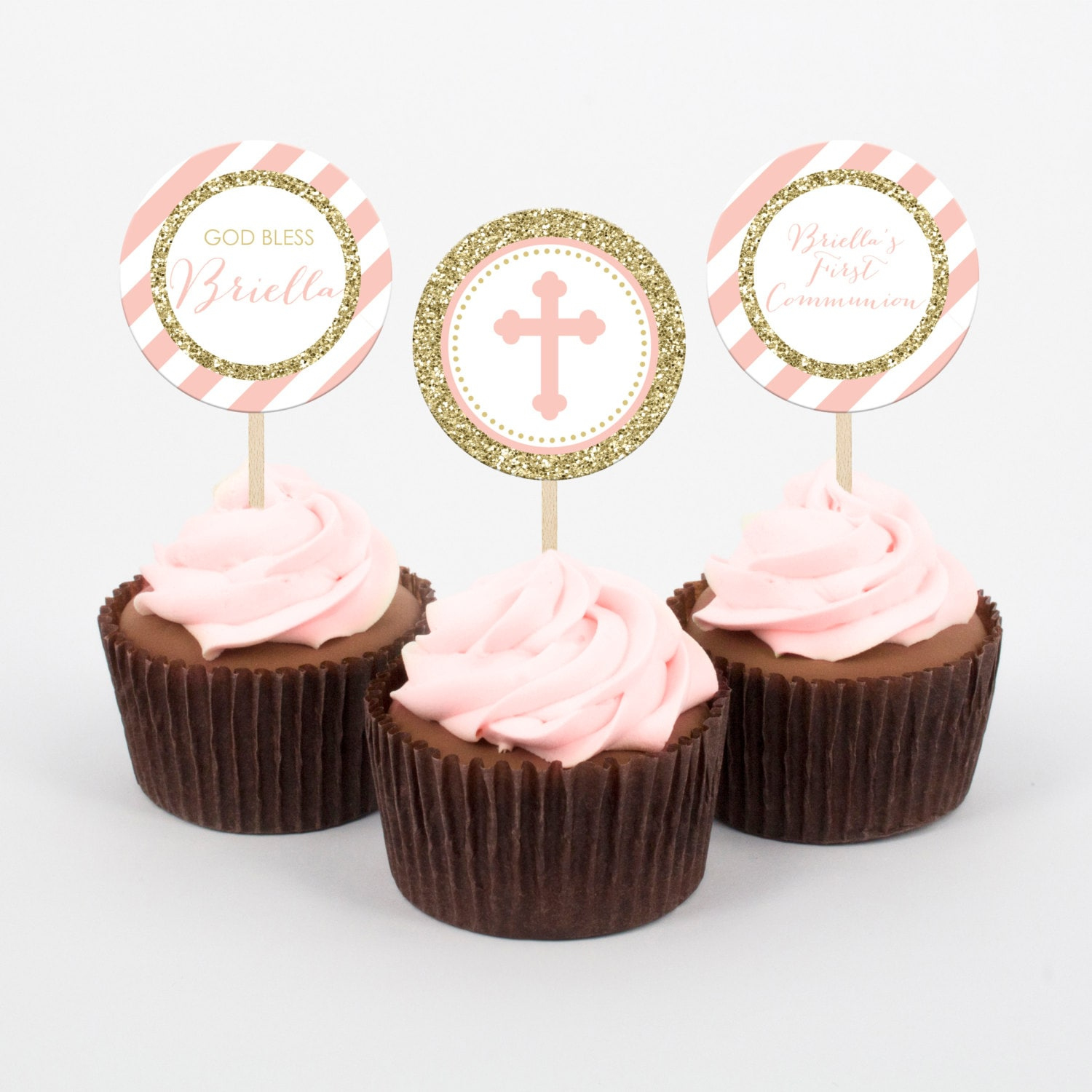 Communion Cupcake Topper Printable First Communion Party Toppers inside Free Printable First Communion Cupcake Toppers