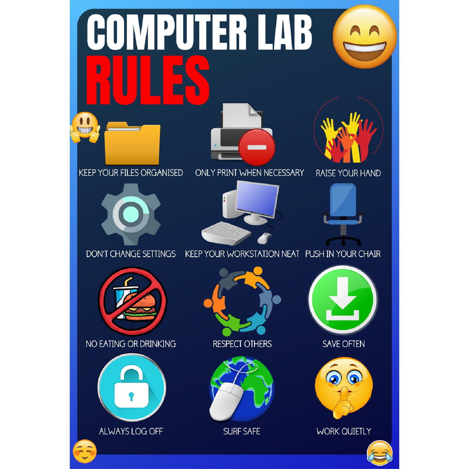 Computer Lab Rules • Teacha! intended for Free Printable Computer Lab Posters