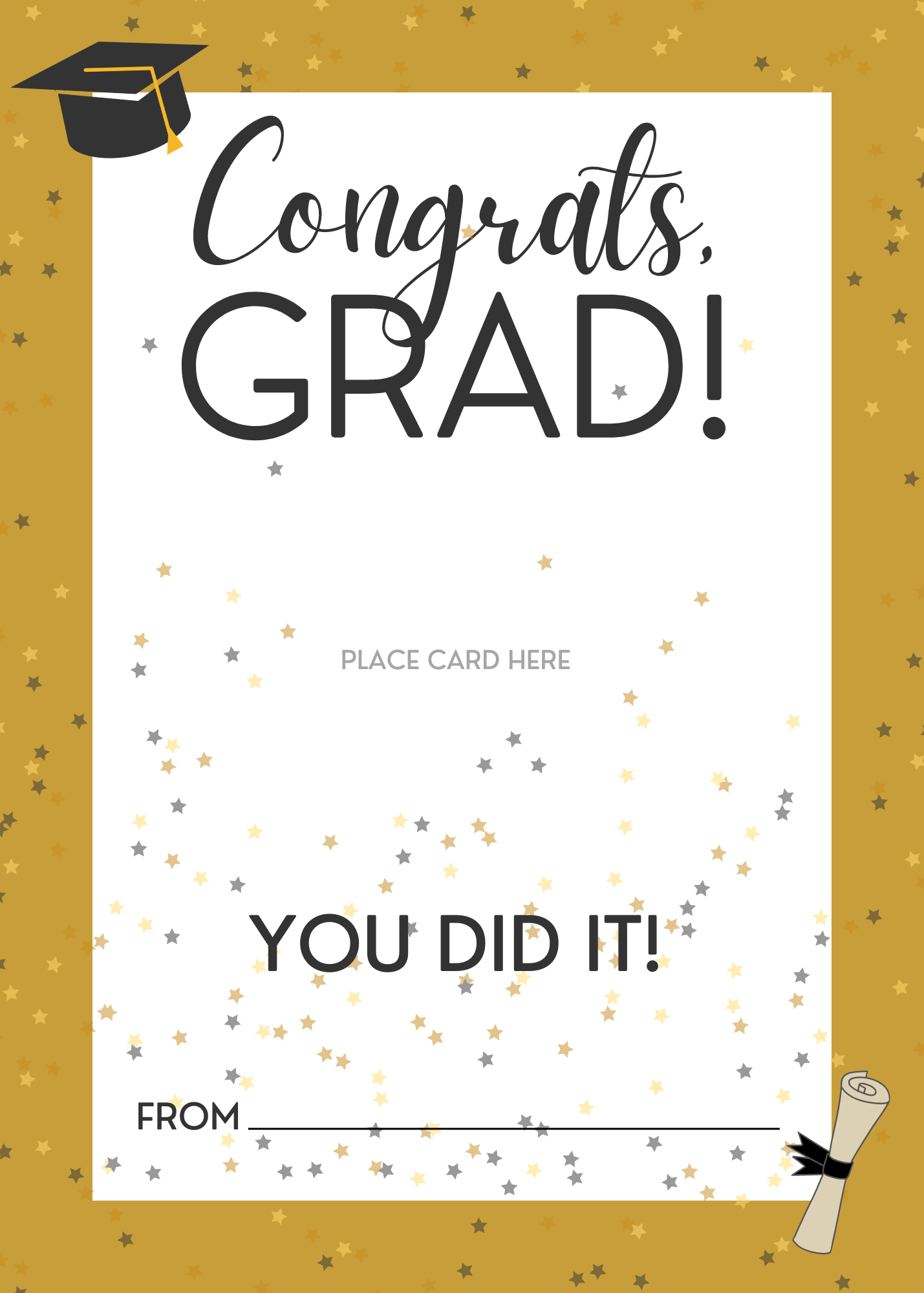 Congrats, Grad! Free Printable Graduation Cards Template inside Free Printable Graduation Cards