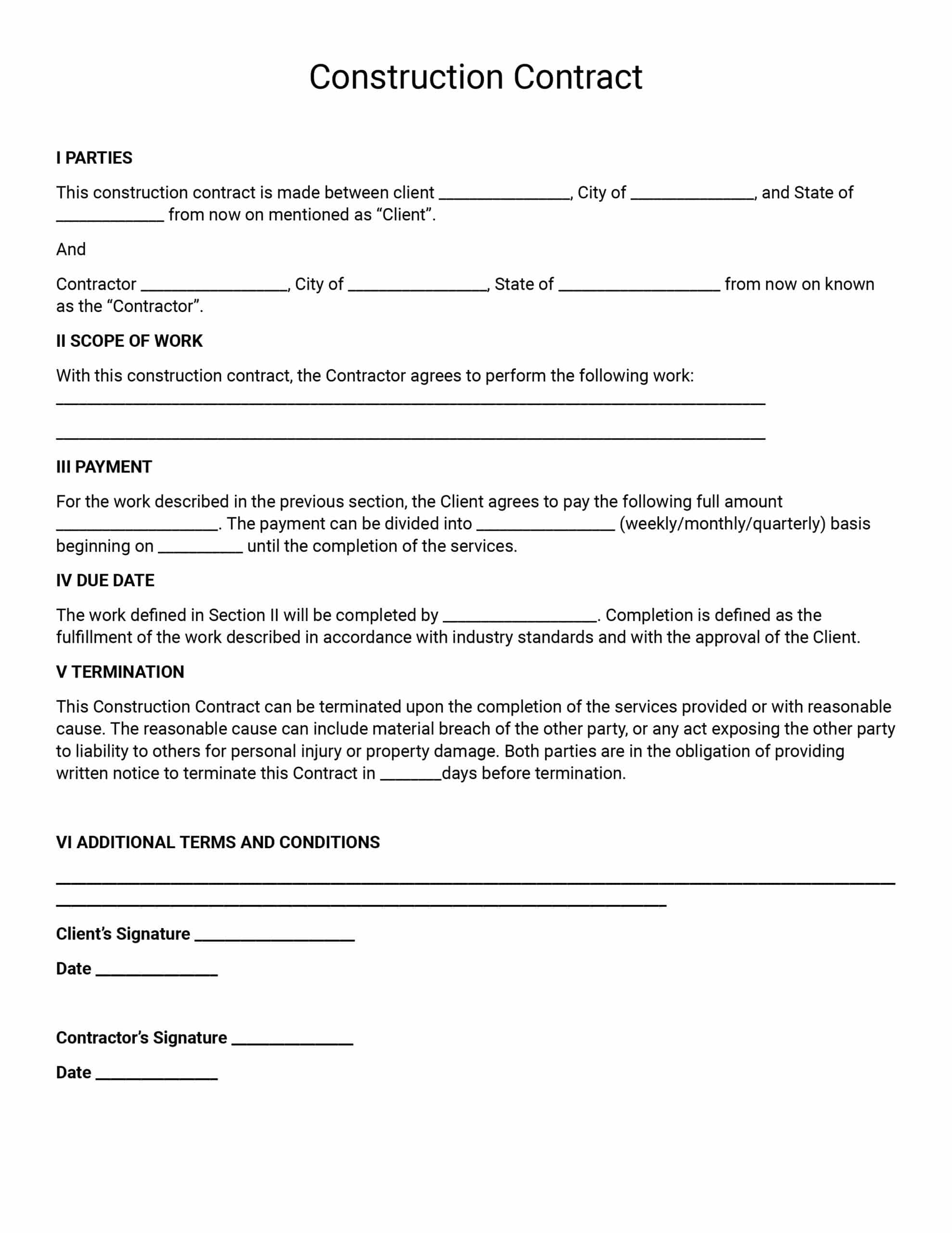 Construction Contract Templates: Download &amp;amp; Print For Free! within Free Printable Construction Contracts