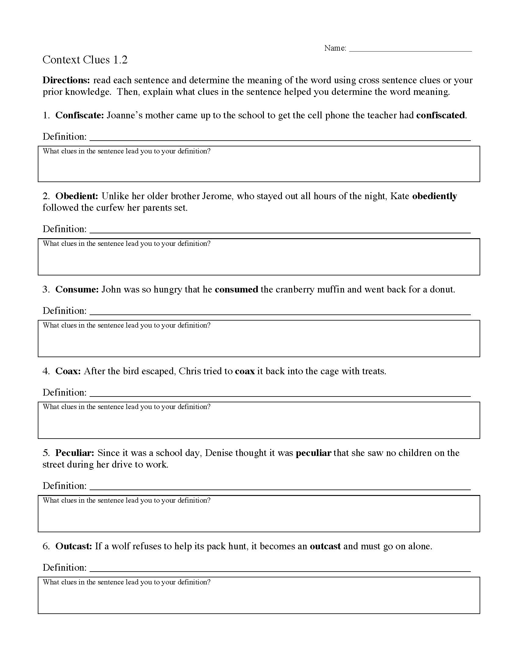Context Clues Worksheets | Ereading Worksheets inside Free Printable 5Th Grade Context Clues Worksheets
