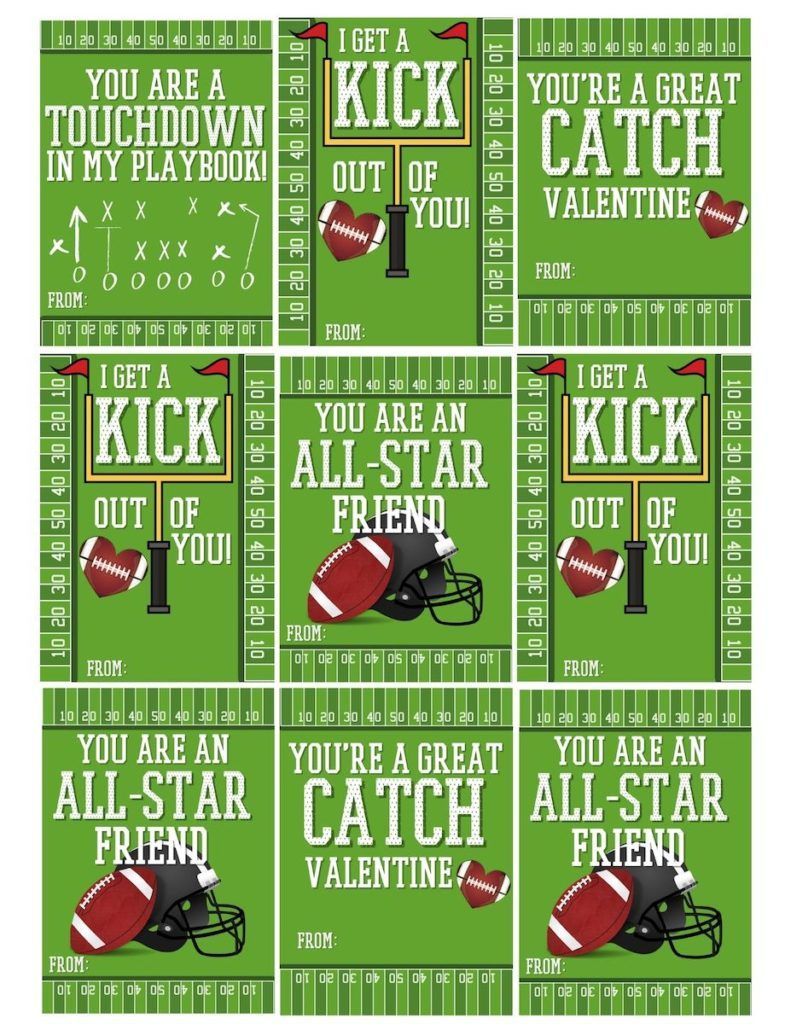 Cool Football Valentine Card Free Printables | Printable in Free Printable Football Valentines Day Cards