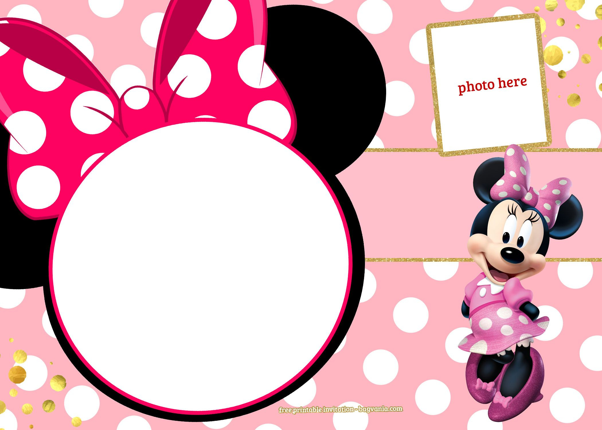 Cool Free Printable Minnie Mouse Invitation Template - Polka And for Free Minnie Mouse Printable Templates