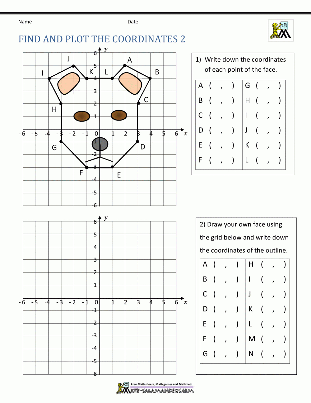 Coordinate Plane Worksheets - 4 Quadrants pertaining to Free Printable Coordinate Grid Worksheets