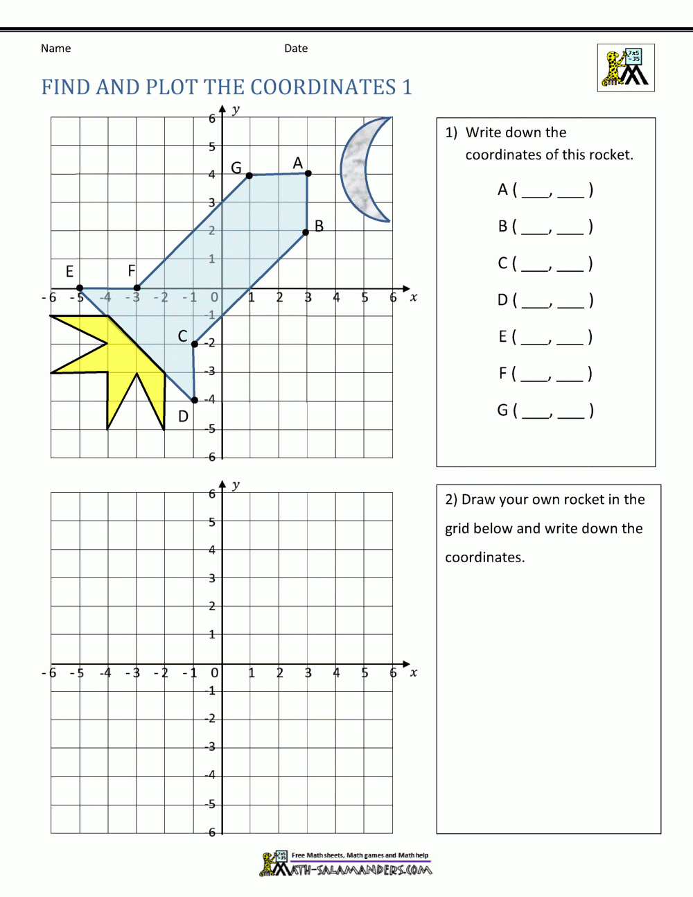 Coordinate Plane Worksheets - 4 Quadrants regarding Free Printable Coordinate Grid Worksheets