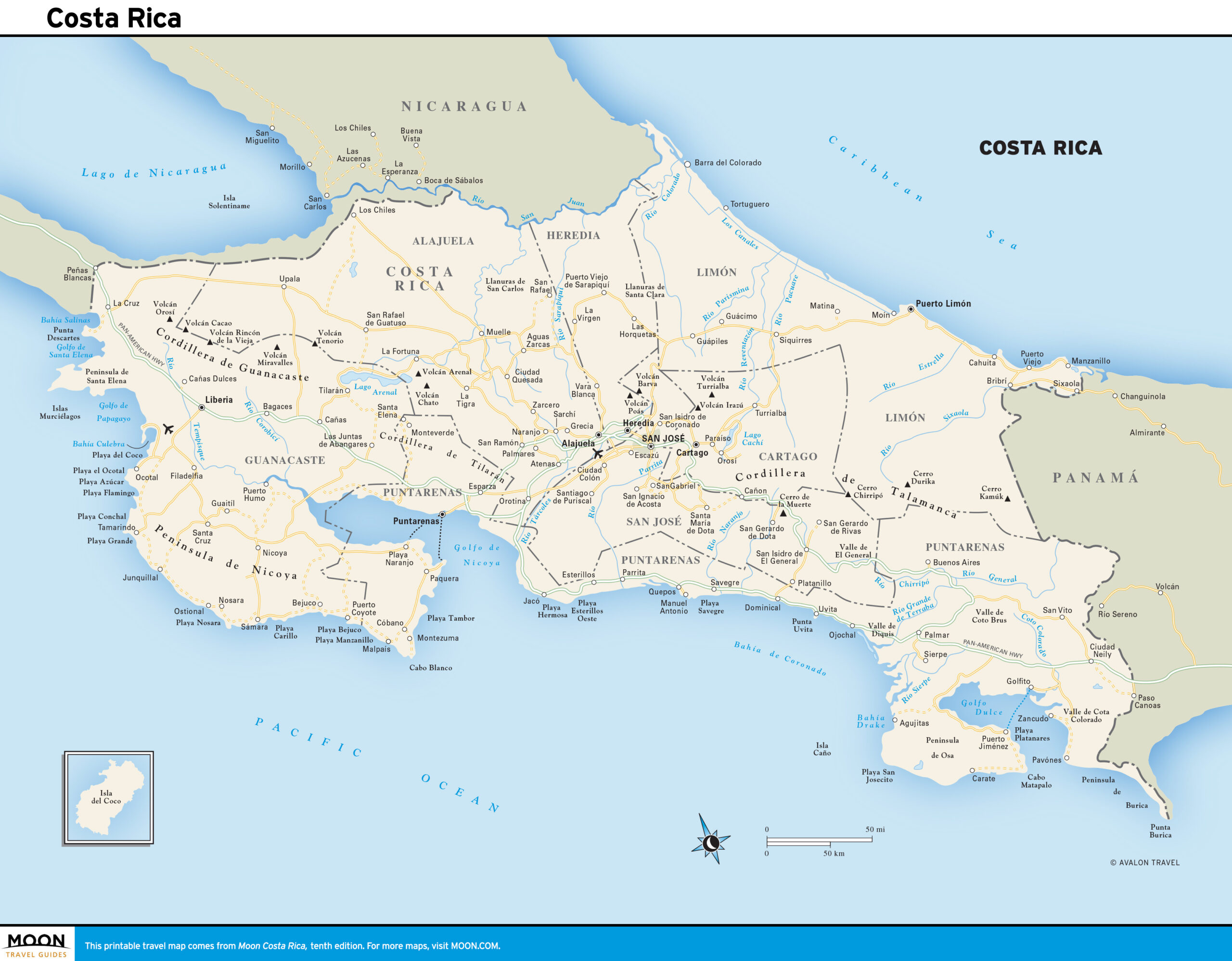 Costa Rica | Moon Travel Guides in Free Printable Map Of Costa Rica