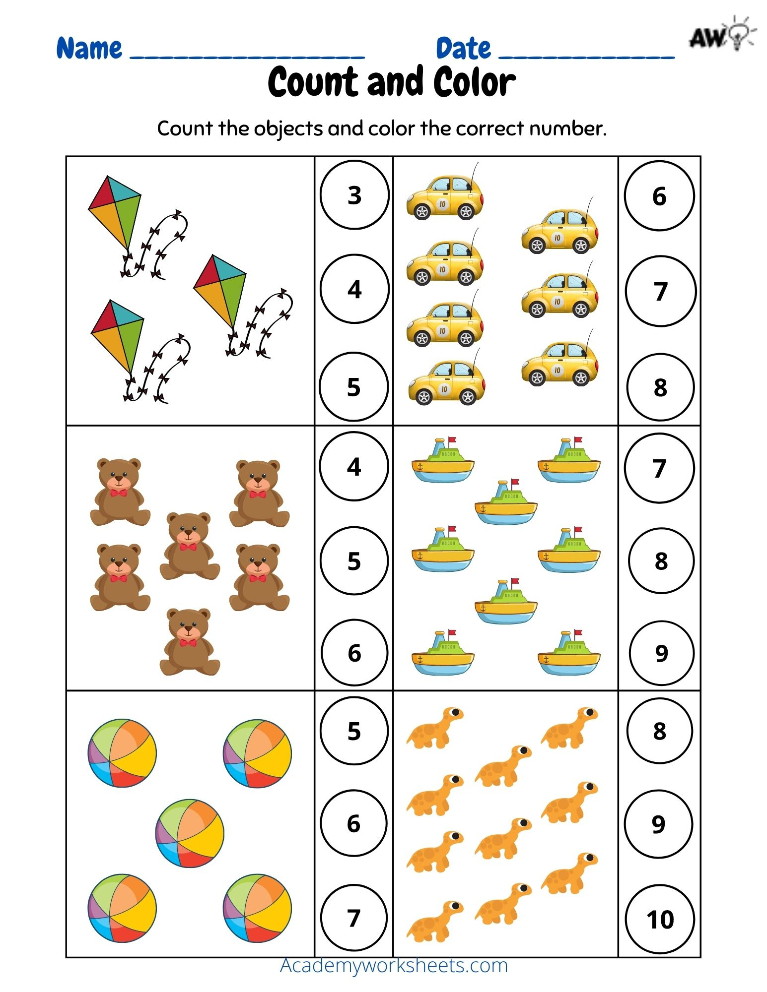 Count And Match Numbers 1-10 Worksheets - Academy Worksheets within Free Printable Counting Worksheets 1-10