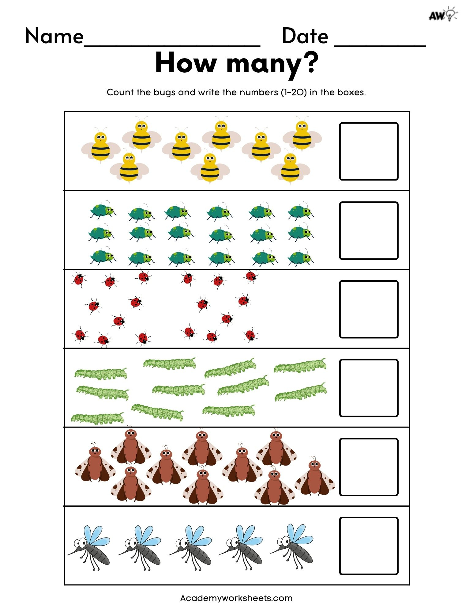 Count And Match Worksheets 1-20 - Academy Worksheets within Free Printable Counting Worksheets 1-20