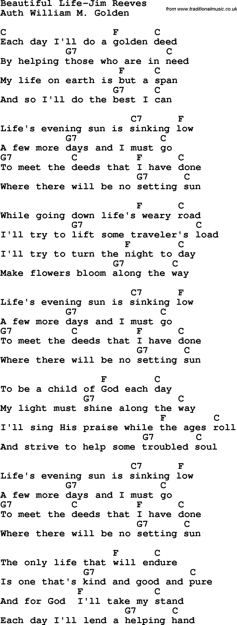 Country, Southern And Bluegrass Gospel Song Beautiful Life-Jim pertaining to Free Printable Southern Gospel Song Lyrics