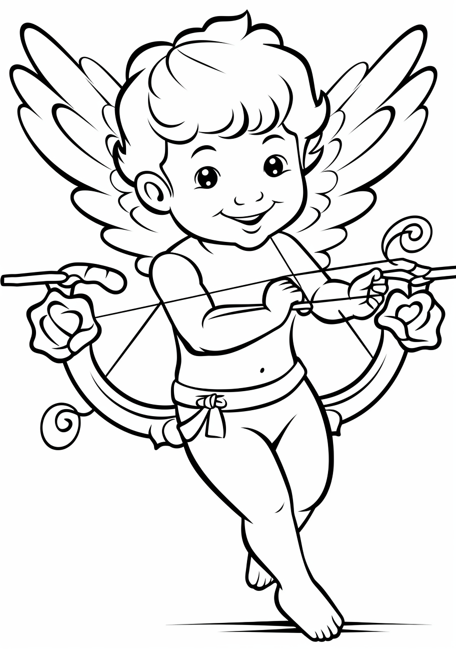 Cupid With His Bow Classic Edition - Printable Coloring Page with regard to Free Printable Pictures of Cupid