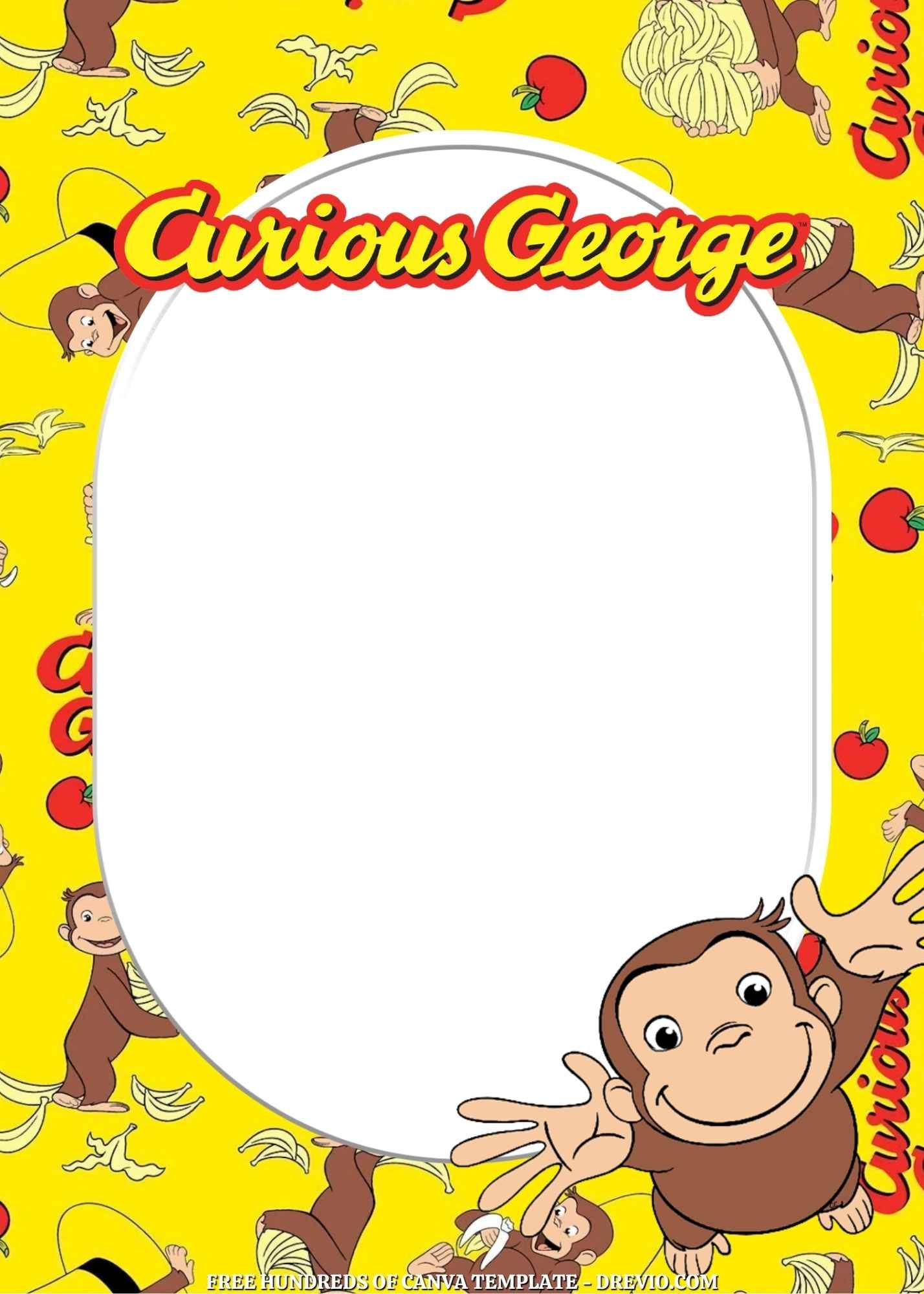 Curious George Canva Birthday Invitation Templates - Get Inspired! regarding Free Printable Curious George Invitations