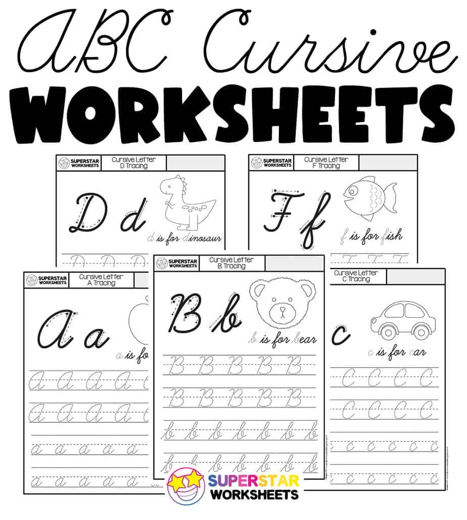 Cursive Worksheets - Superstar Worksheets for Cursive Letters Worksheet Printable Free