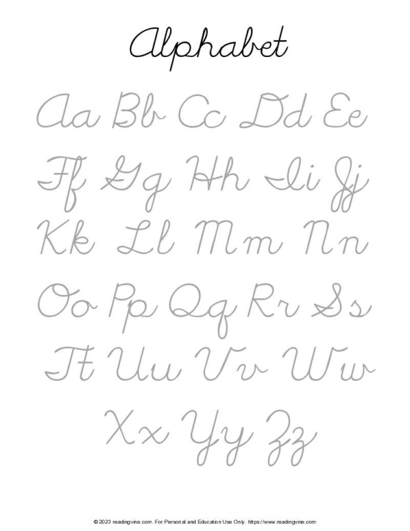 Cursive Writing Practice Sheets (Pdf) - Readingvine throughout Free Printable Cursive Alphabet