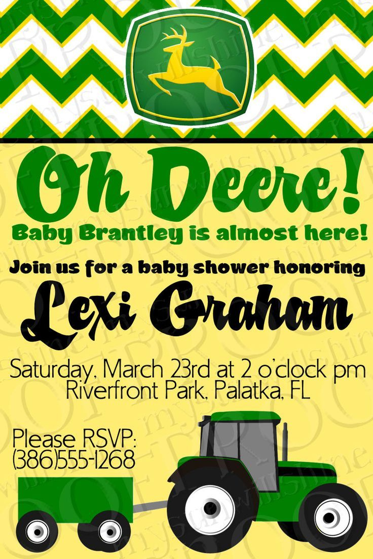 Cute John Deere Baby Shower Invitation throughout Free Printable John Deere Baby Shower Invitations