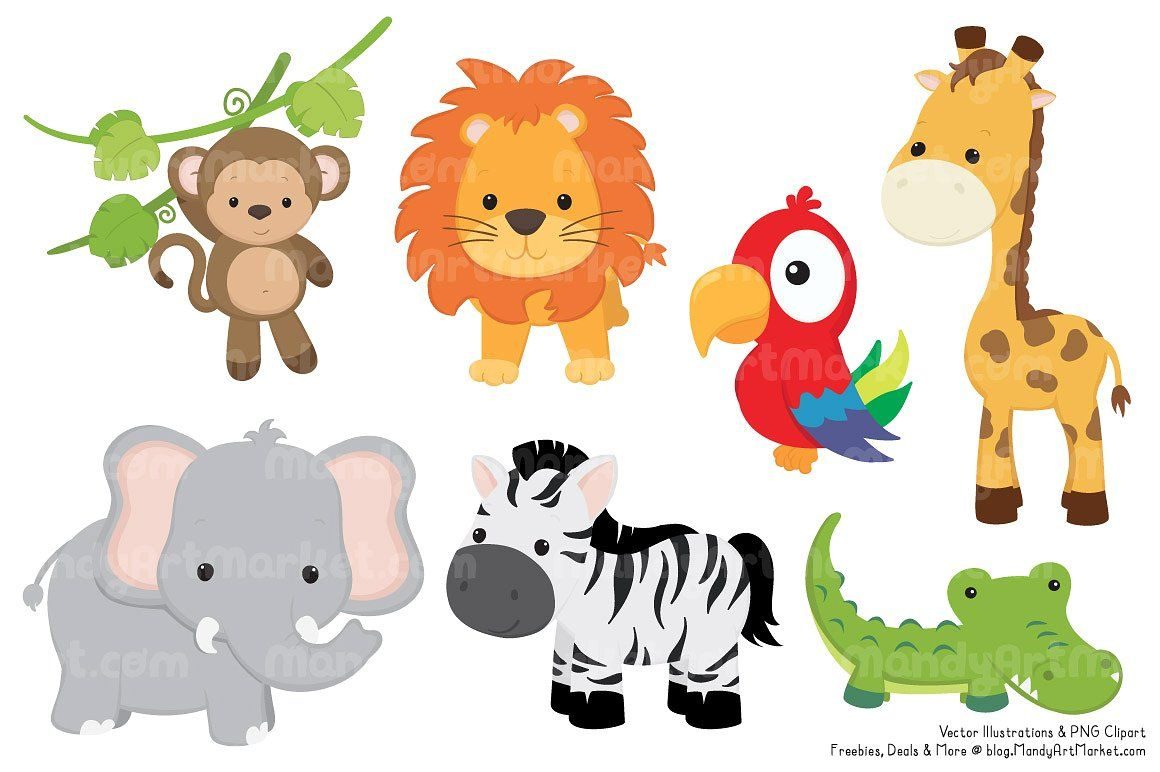 Cute Jungle Animal Clipart | Cartoon Jungle Animals, Animal in Free Printable Baby Jungle Animal Clipart