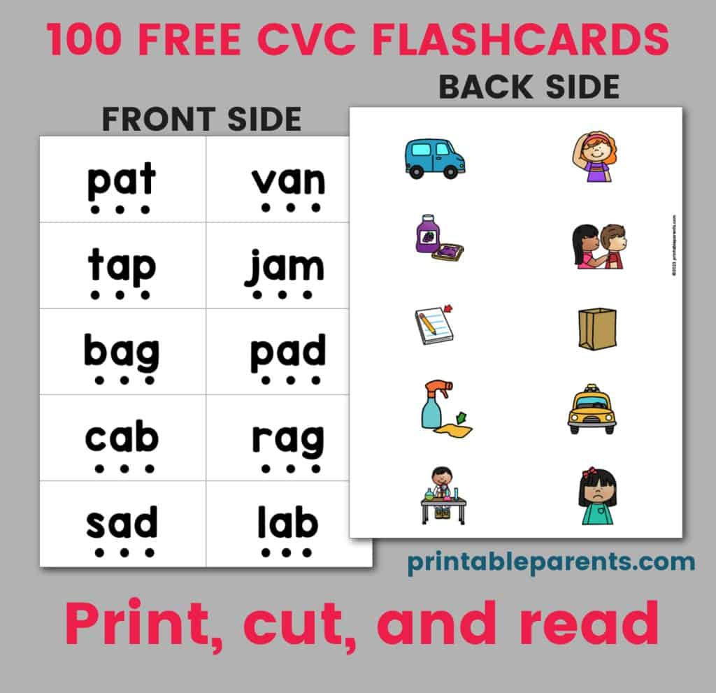 Cvc Words Flashcards Printable - Printable Parents in Free Printable Cvc Words With Pictures