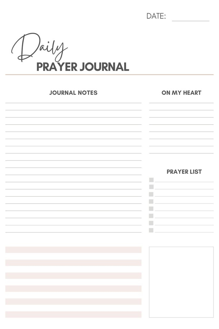 Daily Journal Layout Free Printable | Prayer Journal, Bible inside Free Printable Prayer List