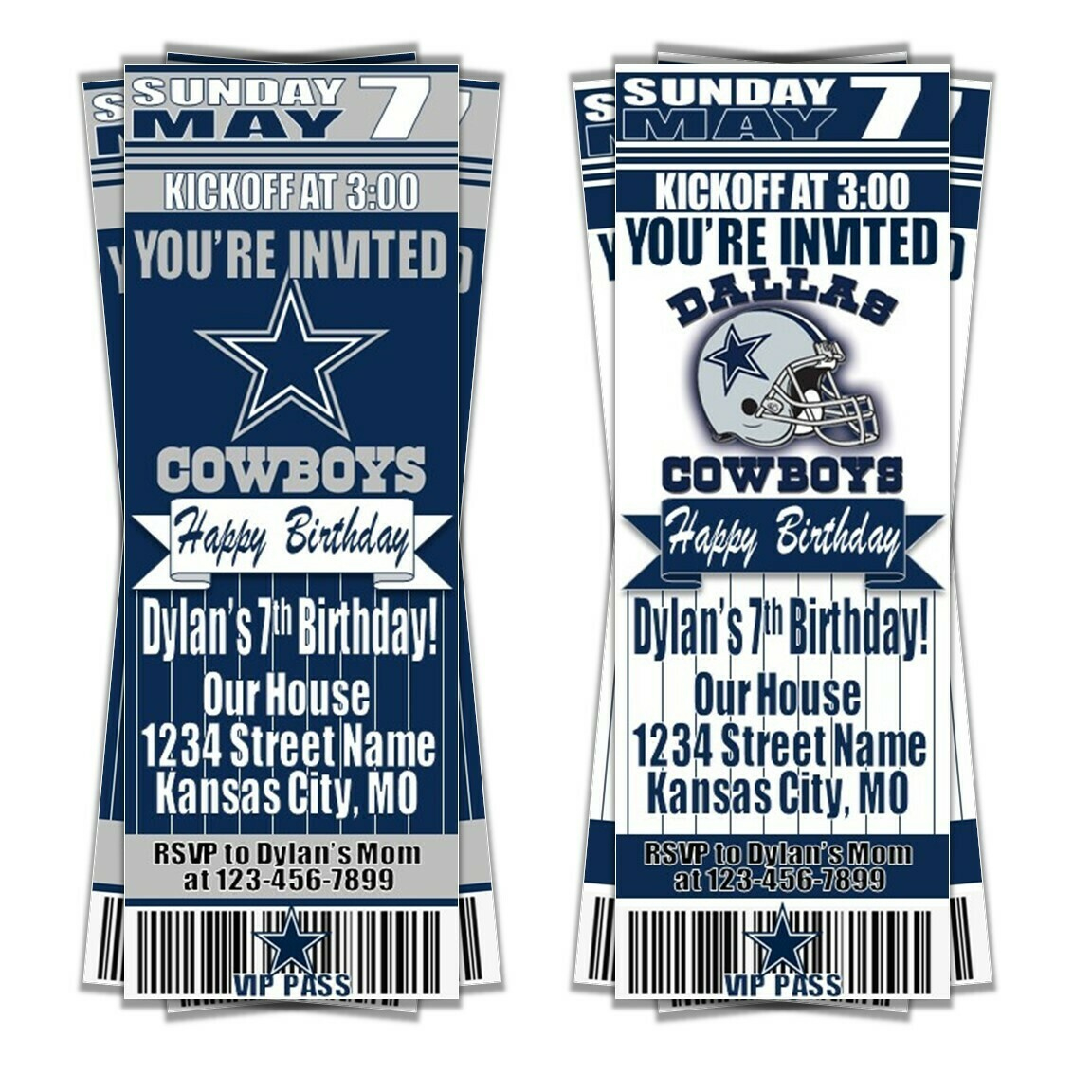 Dallas Cowboys Birthday Ticket Style Invite Custom inside Free Printable Dallas Cowboys Birthday Invitations