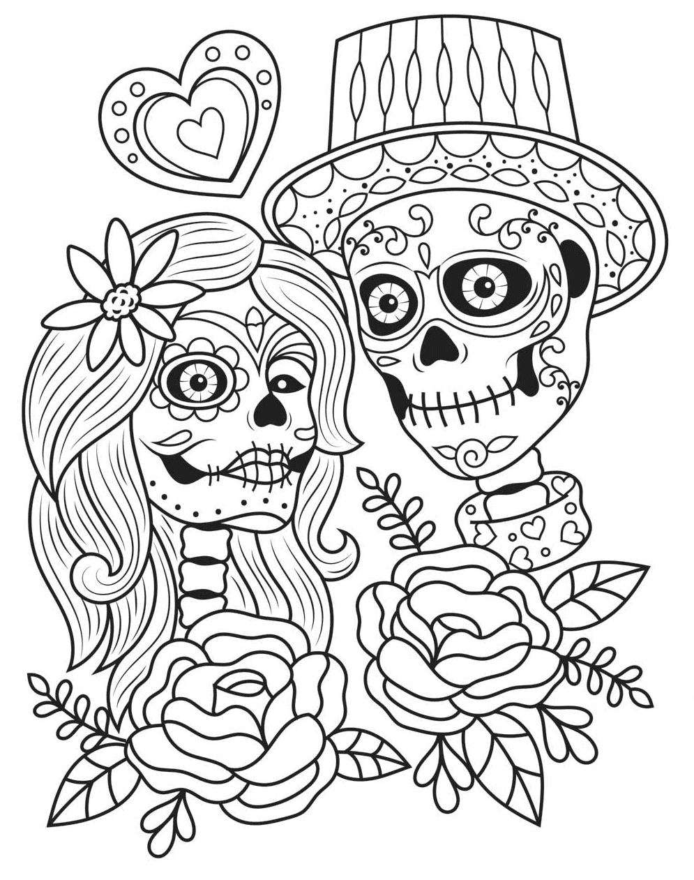 Day Of The Dead Coloring Pages Printable For Free Download throughout Free Printable Day Of The Dead Coloring Pages