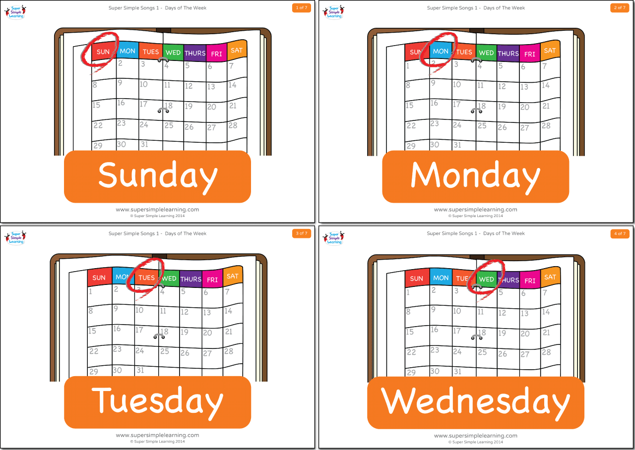 Days Of The Week Flashcards - Super Simple regarding Free Printable Days Of The Week Cards