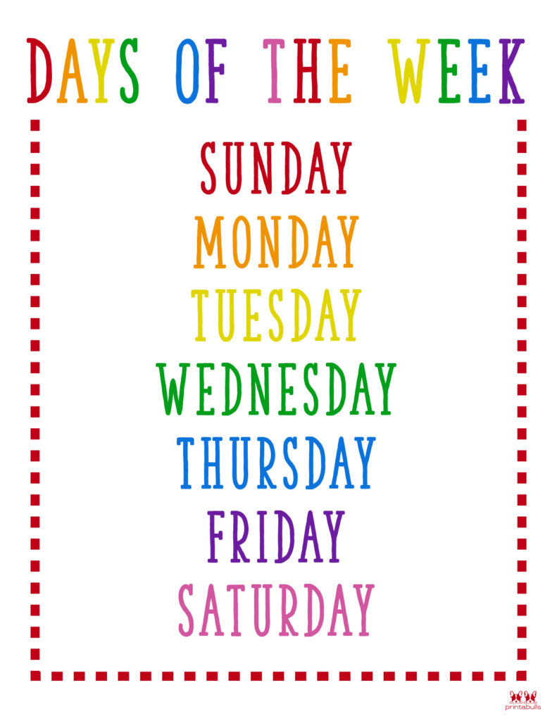 Days Of The Week Worksheets &amp;amp; Printables - 50 Free Pages | Printabulls for Free Printable Days Of The Week