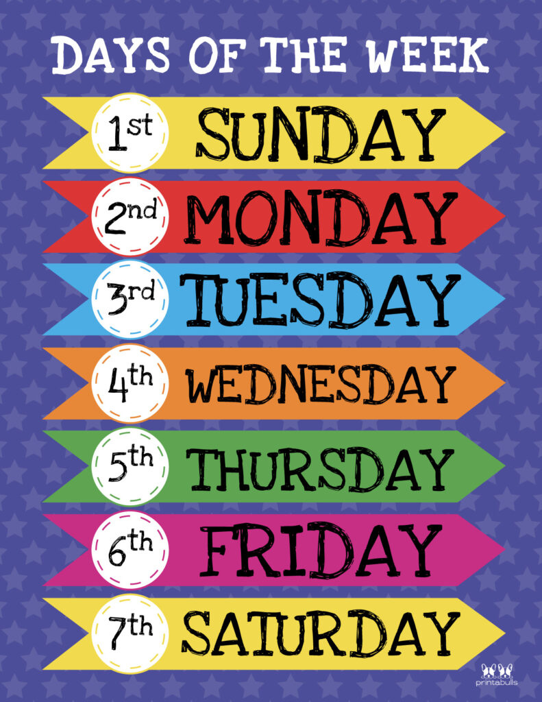 Days Of The Week Worksheets &amp;amp; Printables - 50 Free Pages | Printabulls intended for Free Printable Days Of The Week