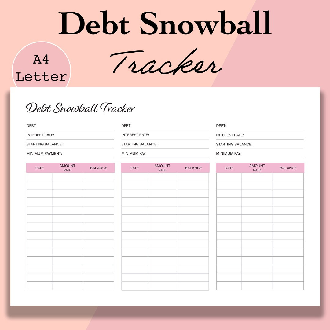 Debt Snowball Tracker Printable, Debt Free Chart, Debt Payoff with Free Printable Debt Free Charts