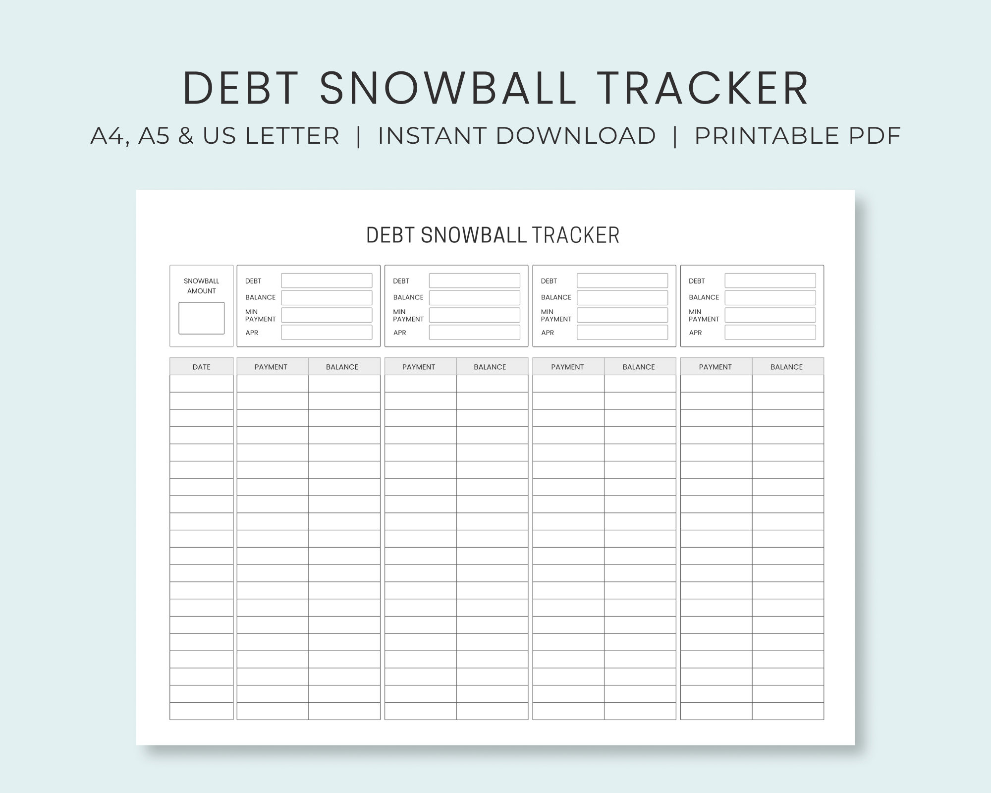 Debt Snowball Tracker Printable Debt Payment Worksheet Debt Payoff within Debt Snowball Worksheet Free Printable