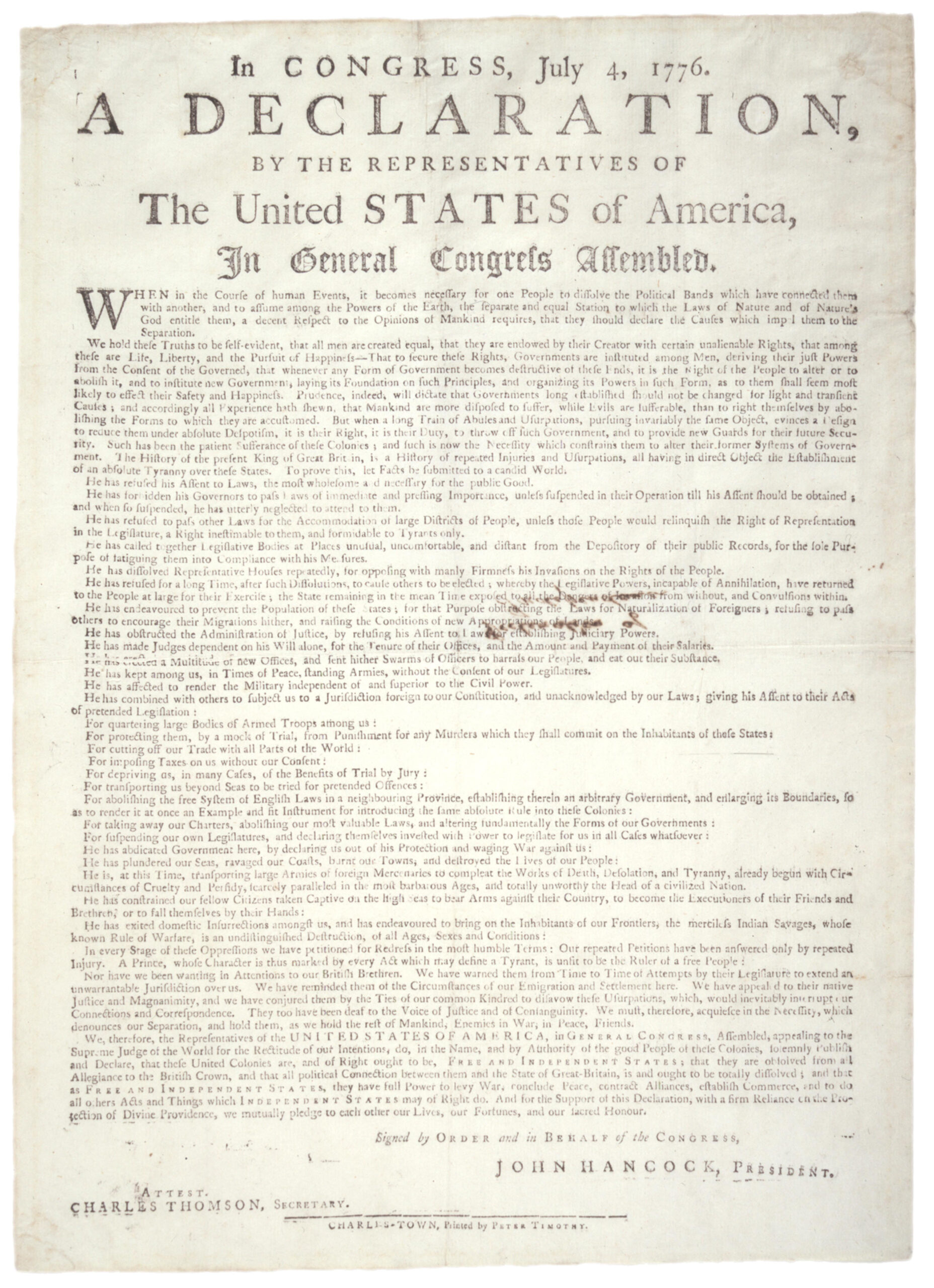 Declaration Of Independence, 1776 | Gilder Lehrman Institute Of with Free Printable Copy of the Declaration of Independence