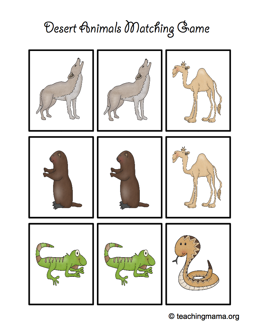 Desert Animal Printables | Desert Animals, Animal Matching Game regarding Free Printable Desert Animals